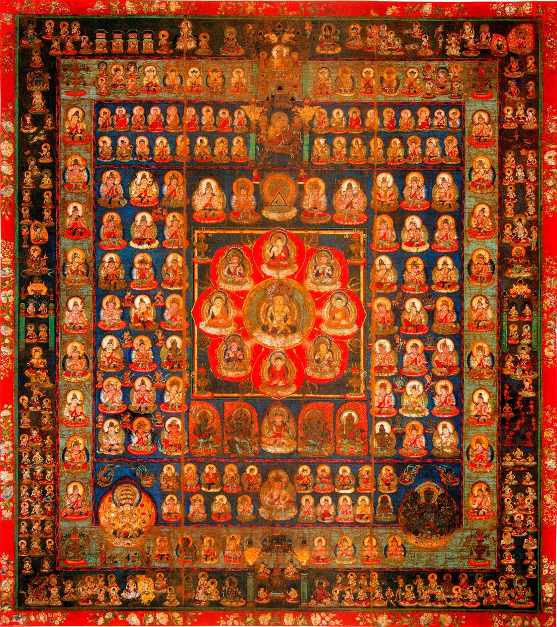 Buddhismus: mandala taizokai (Garbhadhatu) řekl o světě matrixu - Anonymní kvaš na hedvábí, 8.-9. století Rozměr 187x164,3 cm To-Ji Kyoto, Japonsko od School Asian