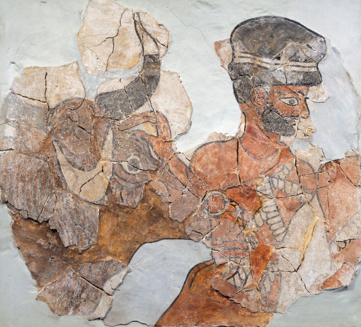 Freska zobrazující oběť z archeologického naleziště Mari (nyní Tell Hariri), Sýrie, od School Assyrian