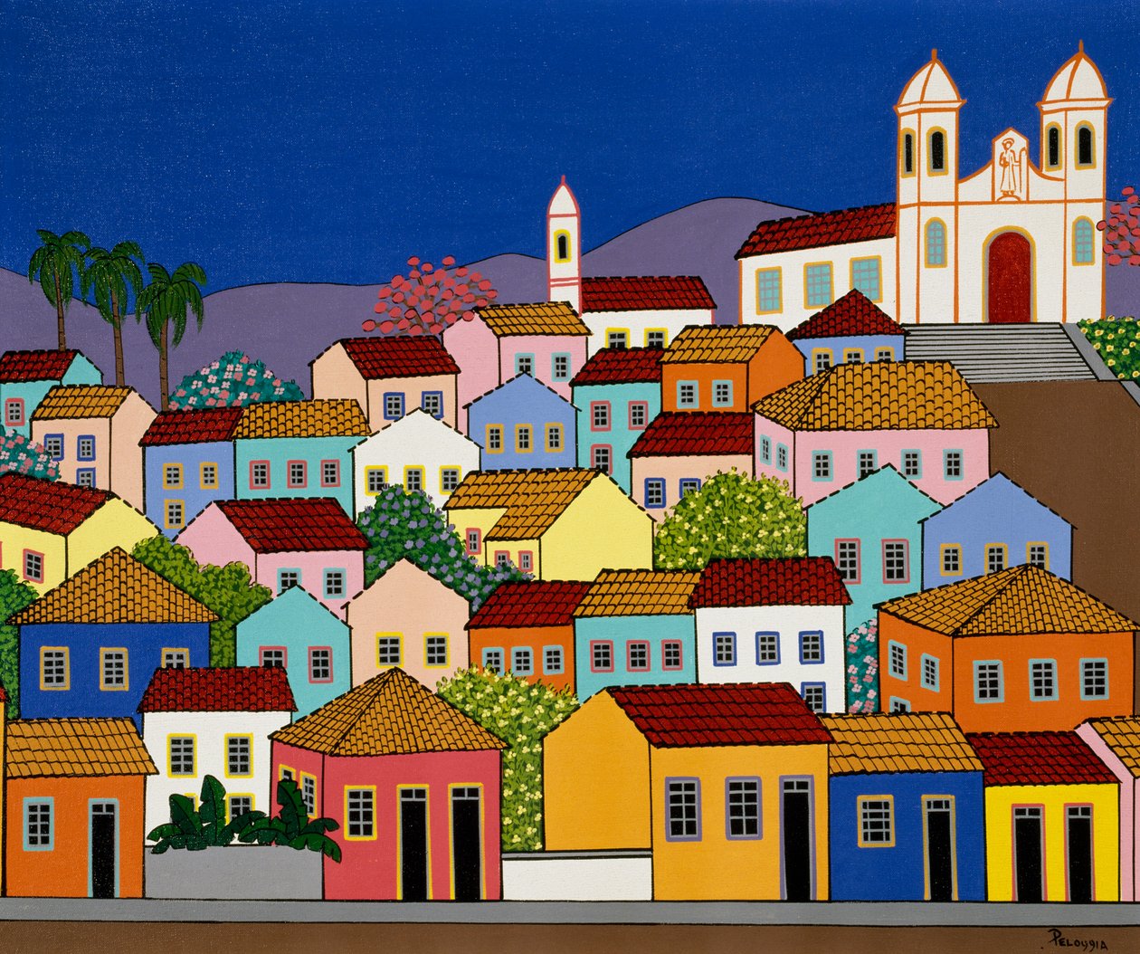 Brazilské město Ouro Preto s kostelem sv. Františka z Paoly na kopci Piedale od School Brazilian