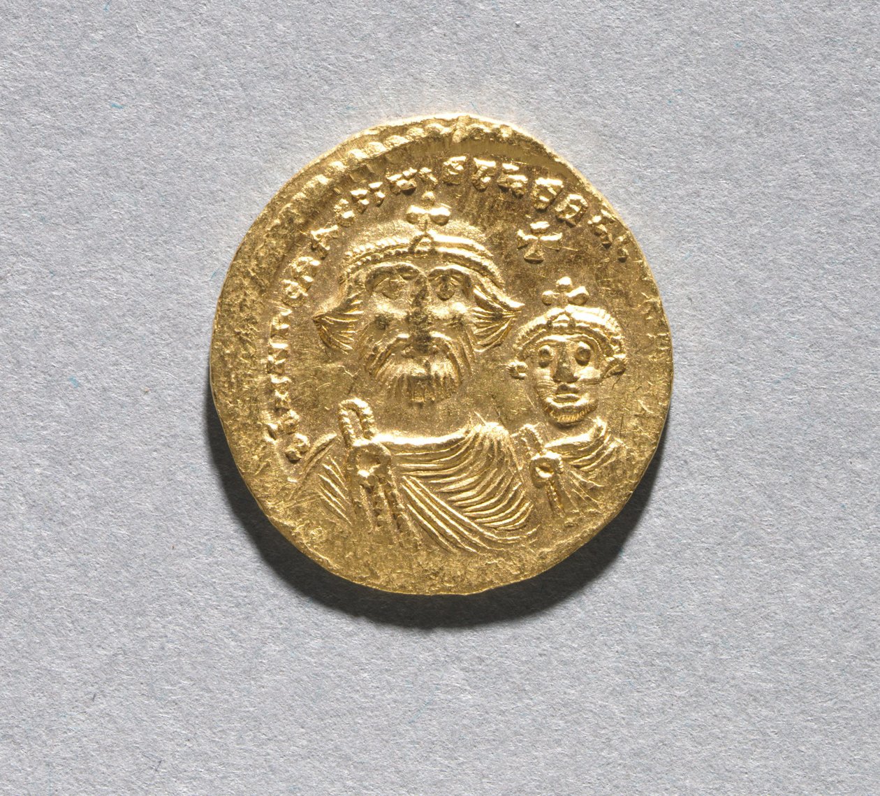 Solidus s Heracliem a jeho synem Heracliem Constantinem (avers), c.616-625 (zlato) (viz CVL 499741 pro rub) od School Byzantine