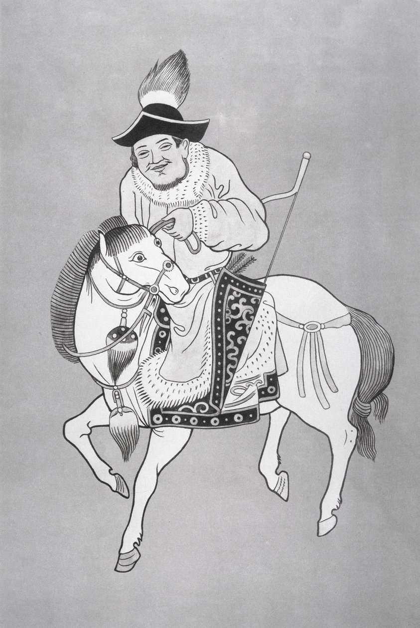 Mongolský lučištník podle čínské kresby (litho) od School Chinese