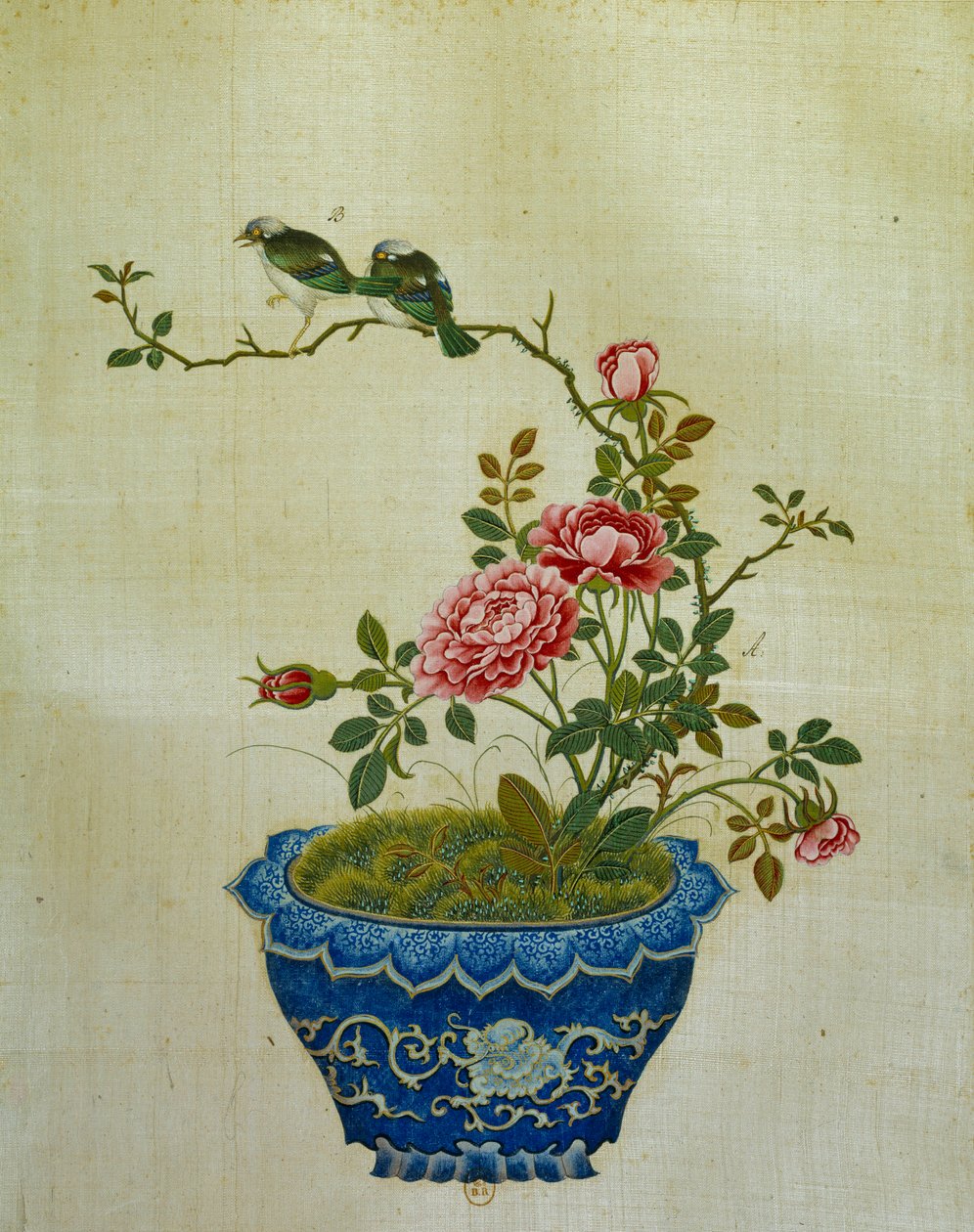 Art China: malba na hedvábné květiny a ptáci. Anonymní od School Chinese