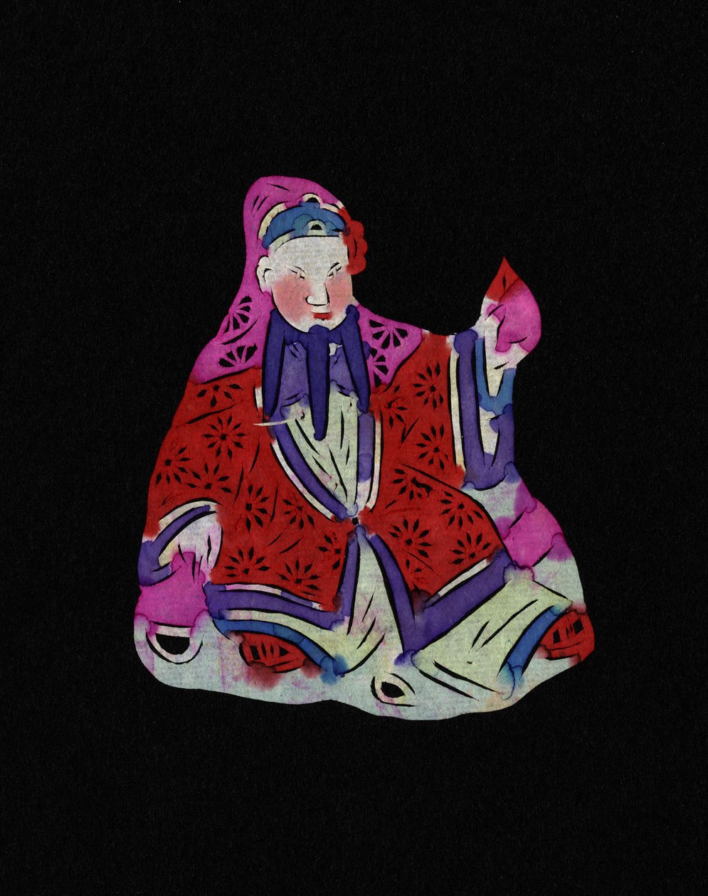 Čínské božstvo. Malovaný řezací papír neboli "Jian Zhi", čínské lidové umění, Peking. od School Chinese