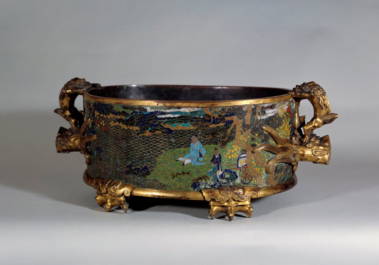 Čínské umění: mezipaměť bank v e-mailu Cloisonne. Paříž 16. století, dekorativní umění od School Chinese