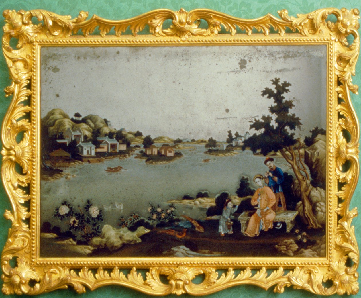 Čínská zrcadlová malba krajiny, hudby a veršů (pigment na zrcadle) od School Chinese