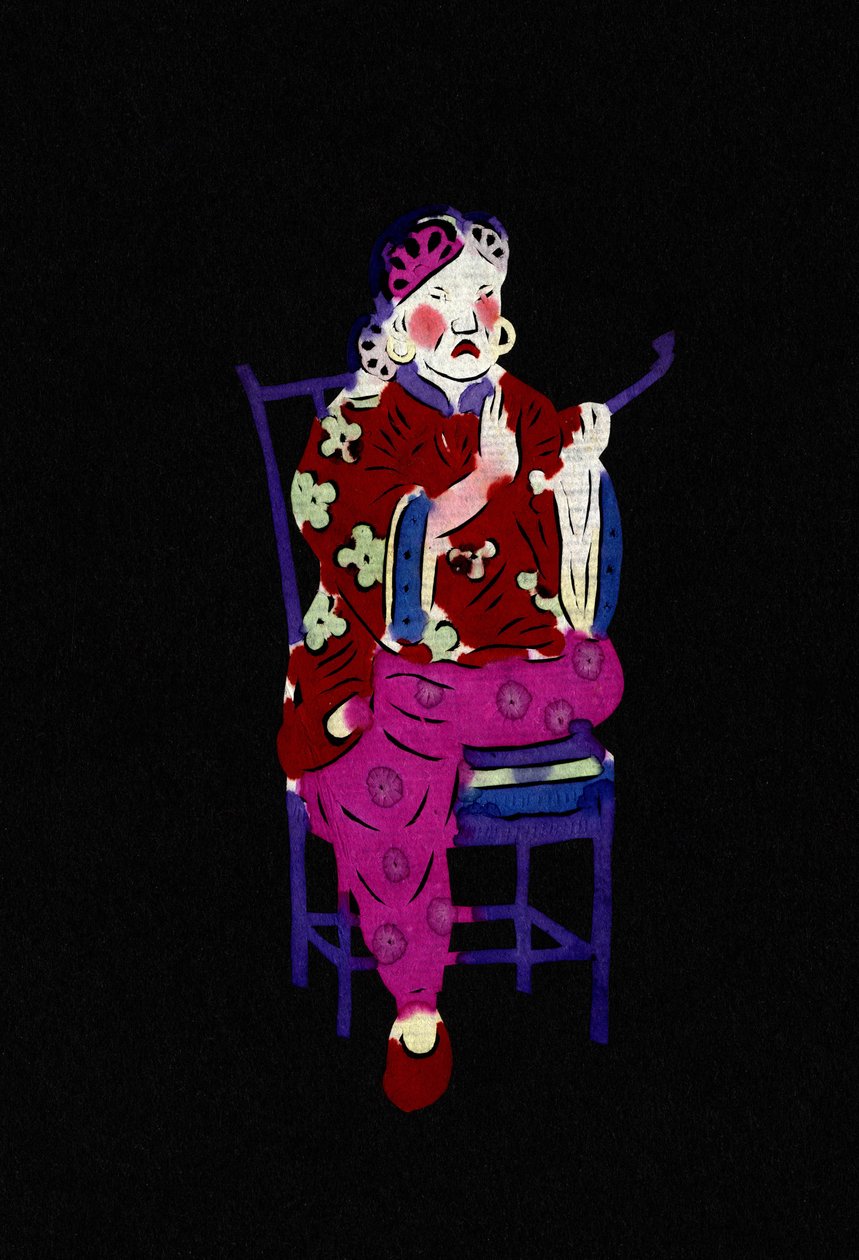 Čínské kouření. Malovaný řezací papír neboli "Jian Zhi", čínské lidové umění, Peking. od School Chinese