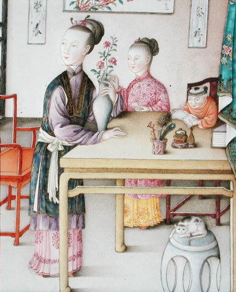 Detail z císařského kantonského panelu, období Qianlong od School Chinese