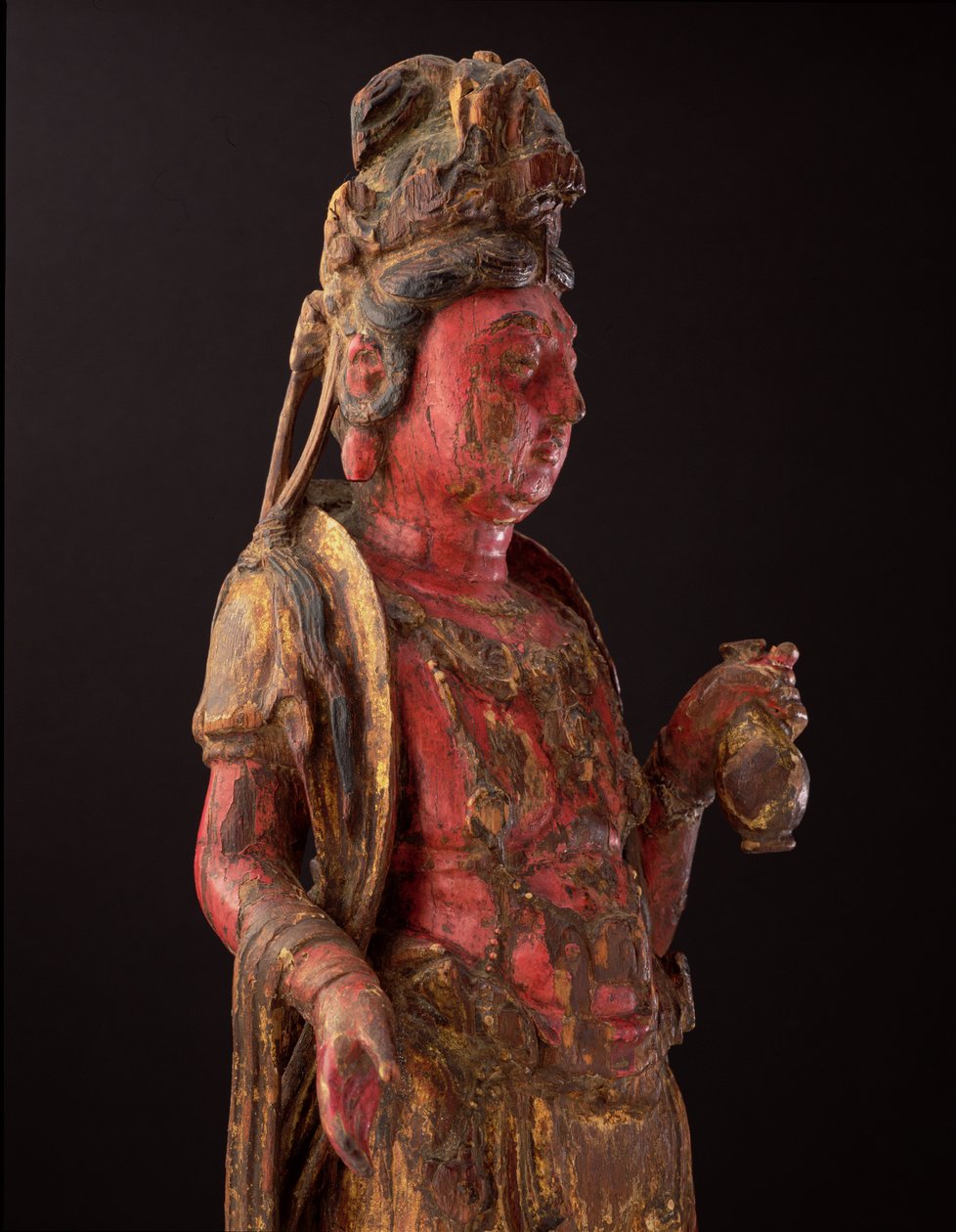 Detail Guanyin, dynastie Song (polychromované dřevo) (viz 208010) od School Chinese