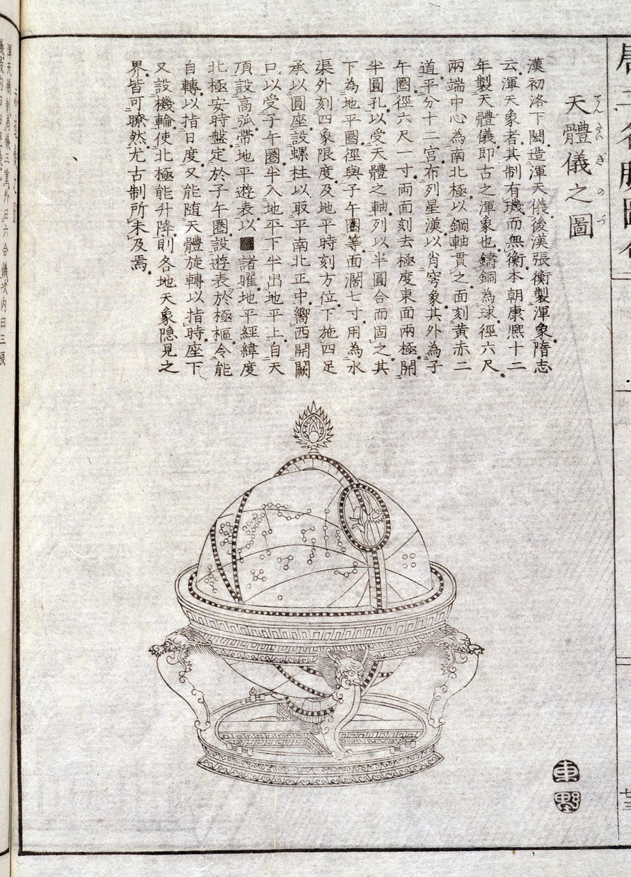 Zeměkoule - čínský dokument. Anonymní rytina. Kol. Selva. od School Chinese