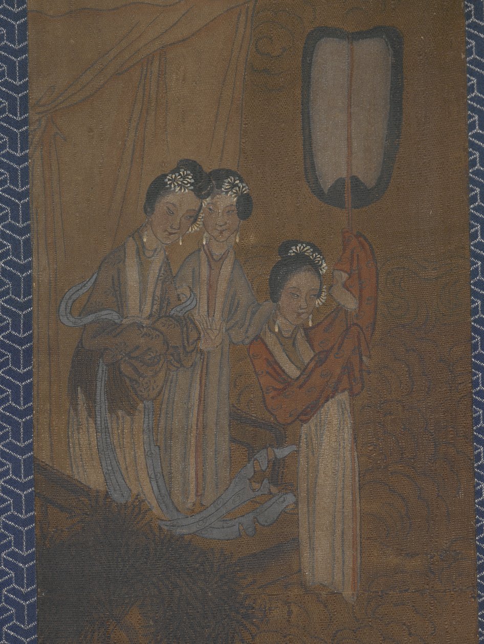 Pět žen v průvodu (inkoust a barva na hedvábí) od School Chinese