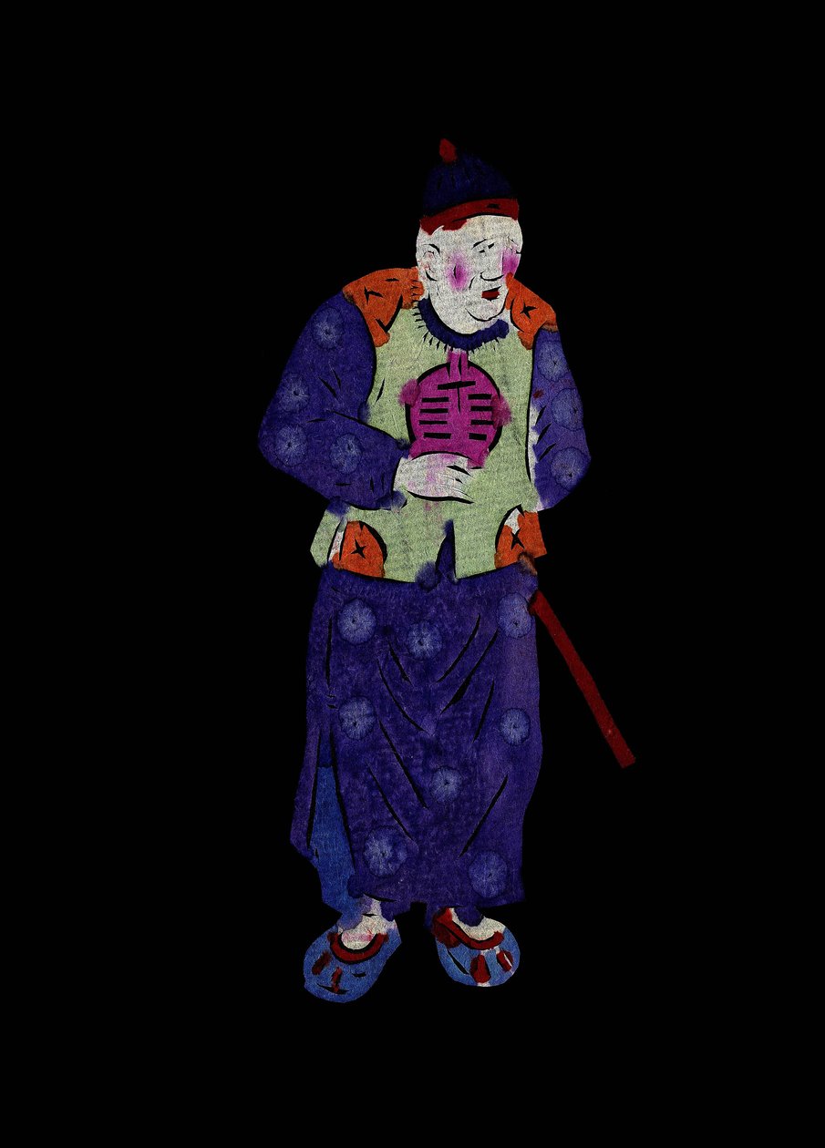 Starý muž v tradičním oděvu. Malované vystřihování papíru neboli "Jian Zhi", čínské lidové umění, Peking. od School Chinese