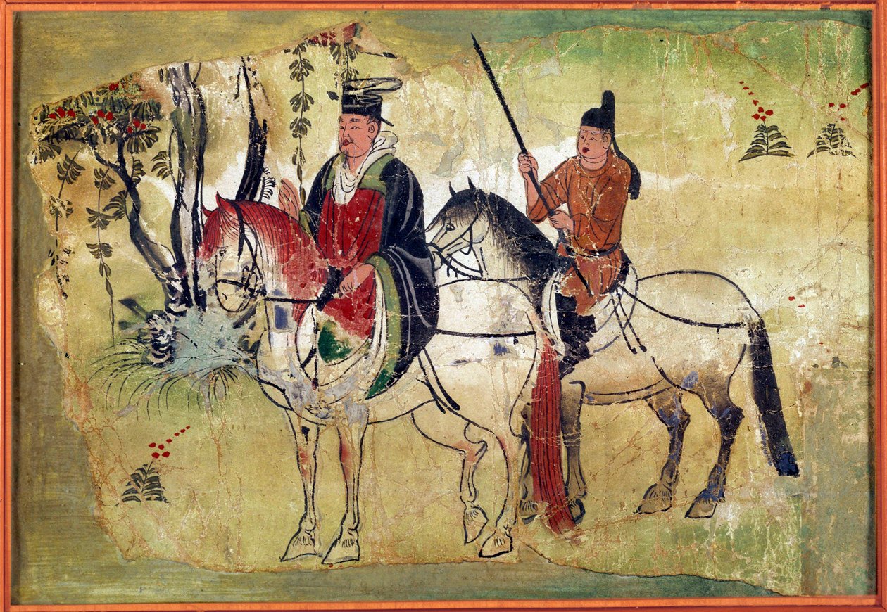 Tibetský rukopis Celestic Horses of Ferghana od Touen Houanga od School Chinese