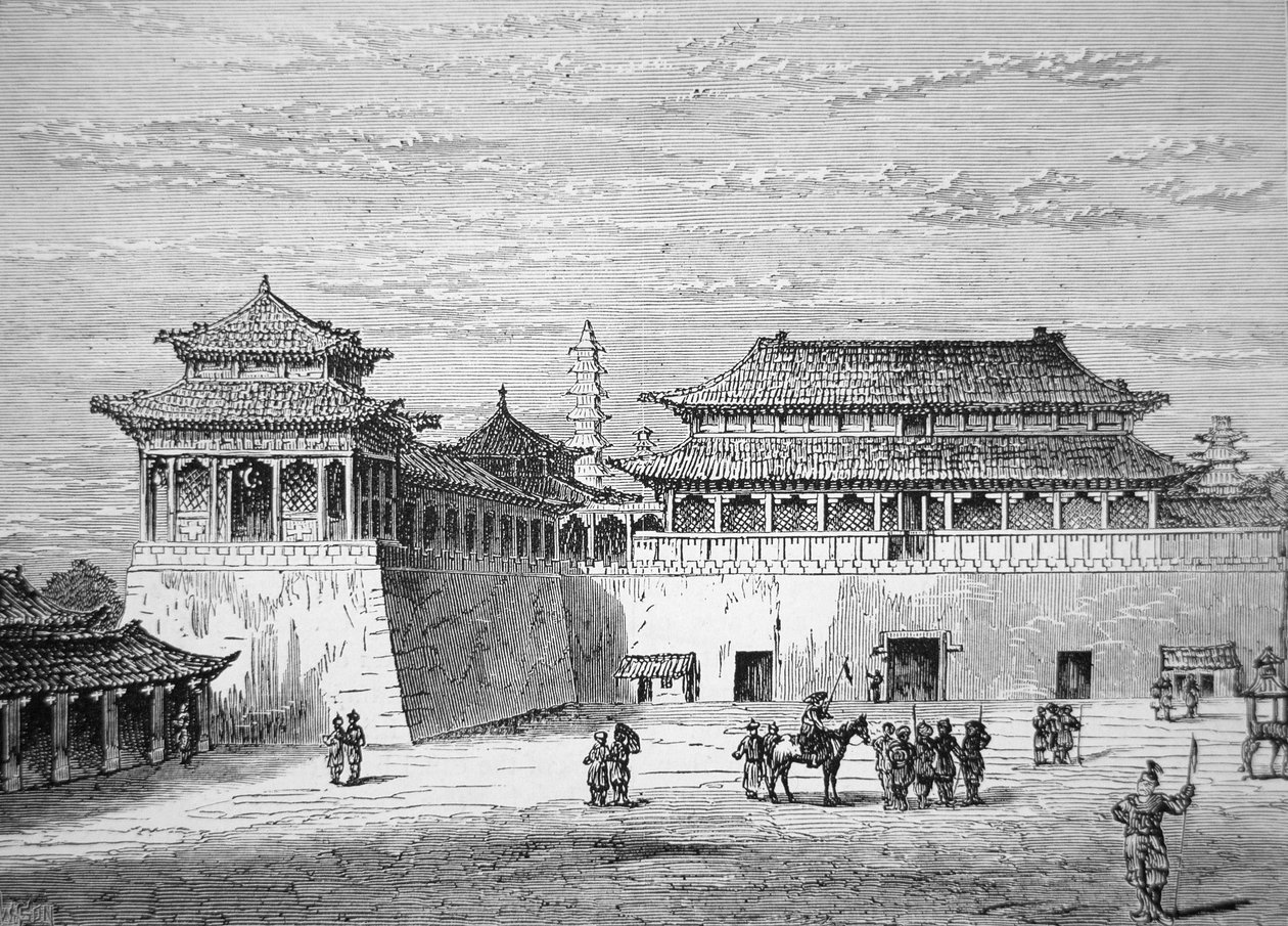 Palác císaře Číny, Zakázané město, Pekin v 19. století (litho) od School Chinese