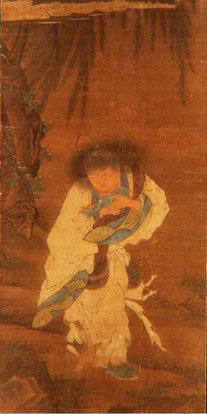 Nesmrtelný Han Shan (inkoust a barva na hedvábí) od School Chinese