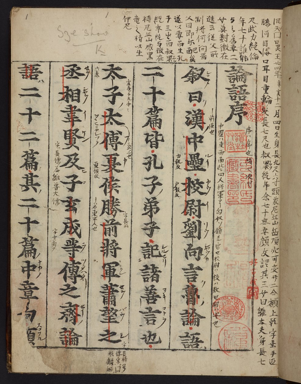 Titulní strana Rongo 論語 nebo 