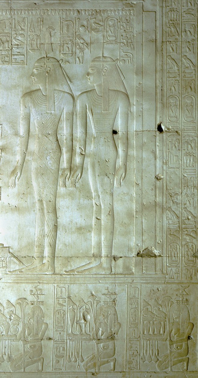 ABYDOS: Chrám Setiho (Sethiho) I pro Osirise. Bohyně doprovázející faraona. od School Egyptian
