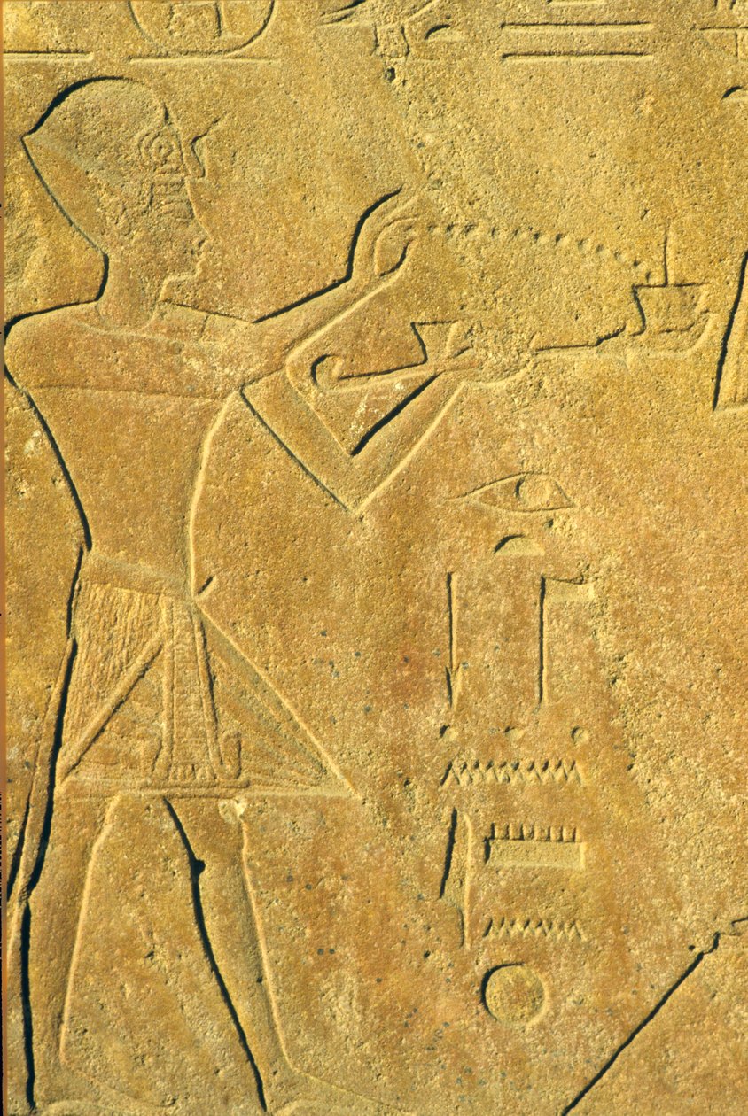 Starověký Egypt, Nástěnná řezba, Karnak/Luxor, Hatšepsut nabízí kadidlo od School Egyptian