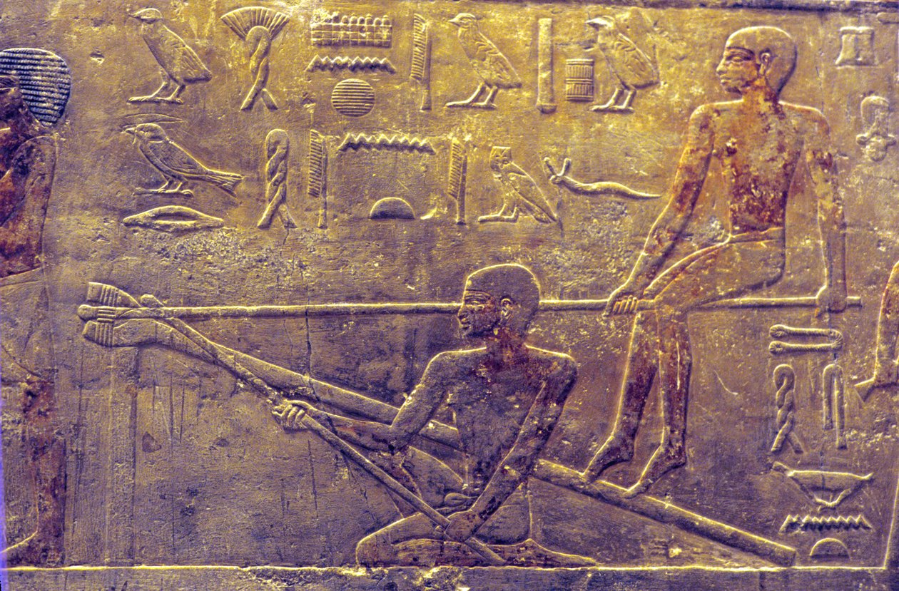 Starověký Egypt, Řezbářství/malířství, Mastaba/Tomb of Ti, Sakkára, 5. dynastie, Stavba lodí (foto) od School Egyptian