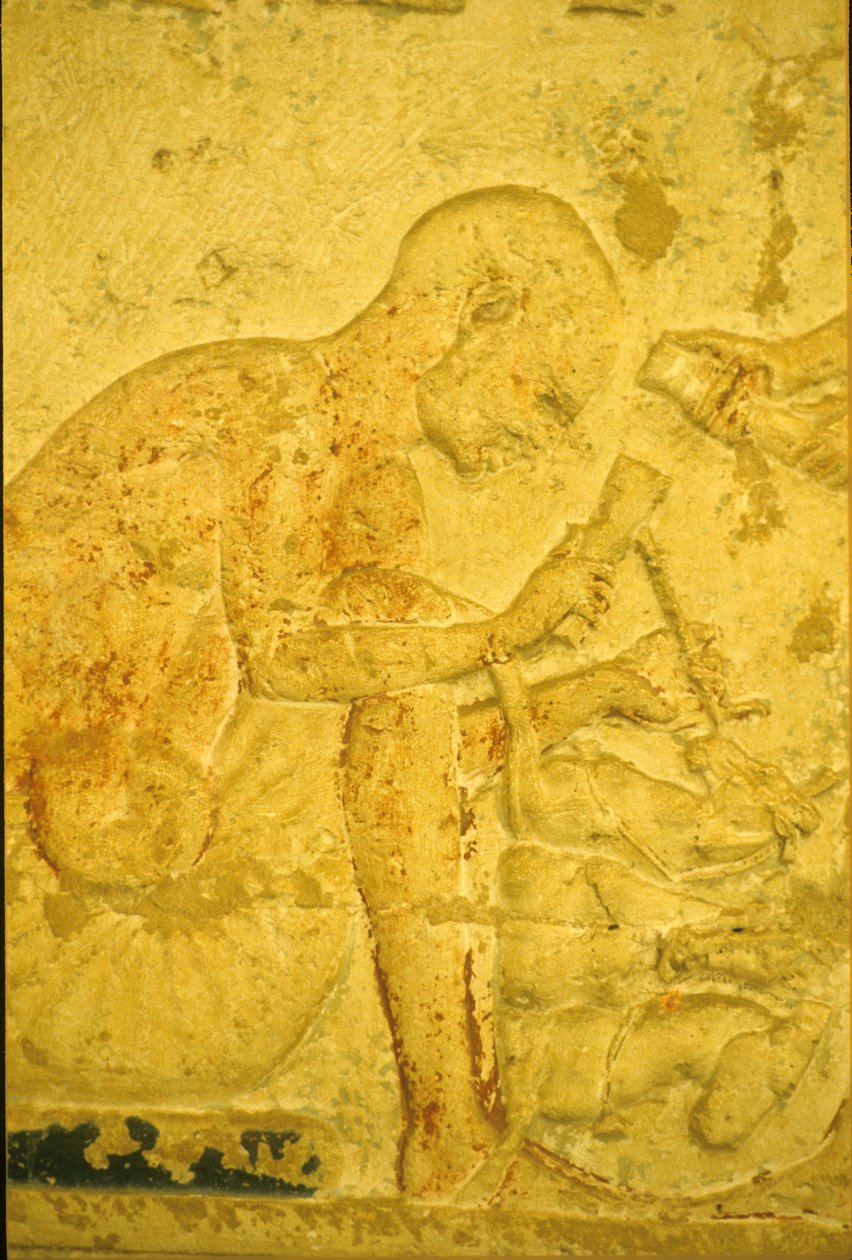 Starověký Egypt, Nástěnné řezby/malby, Petosirisova hrobka, Tuna el Gebel, 300 př. n. l., Sochař (foto) od School Egyptian