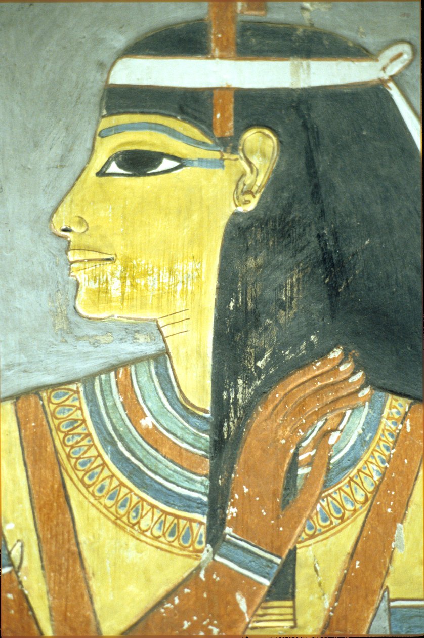 Starověký Egypt, Nástěnná malba, Bohyně Hathor, Horemhebova hrobka, Théby od School Egyptian