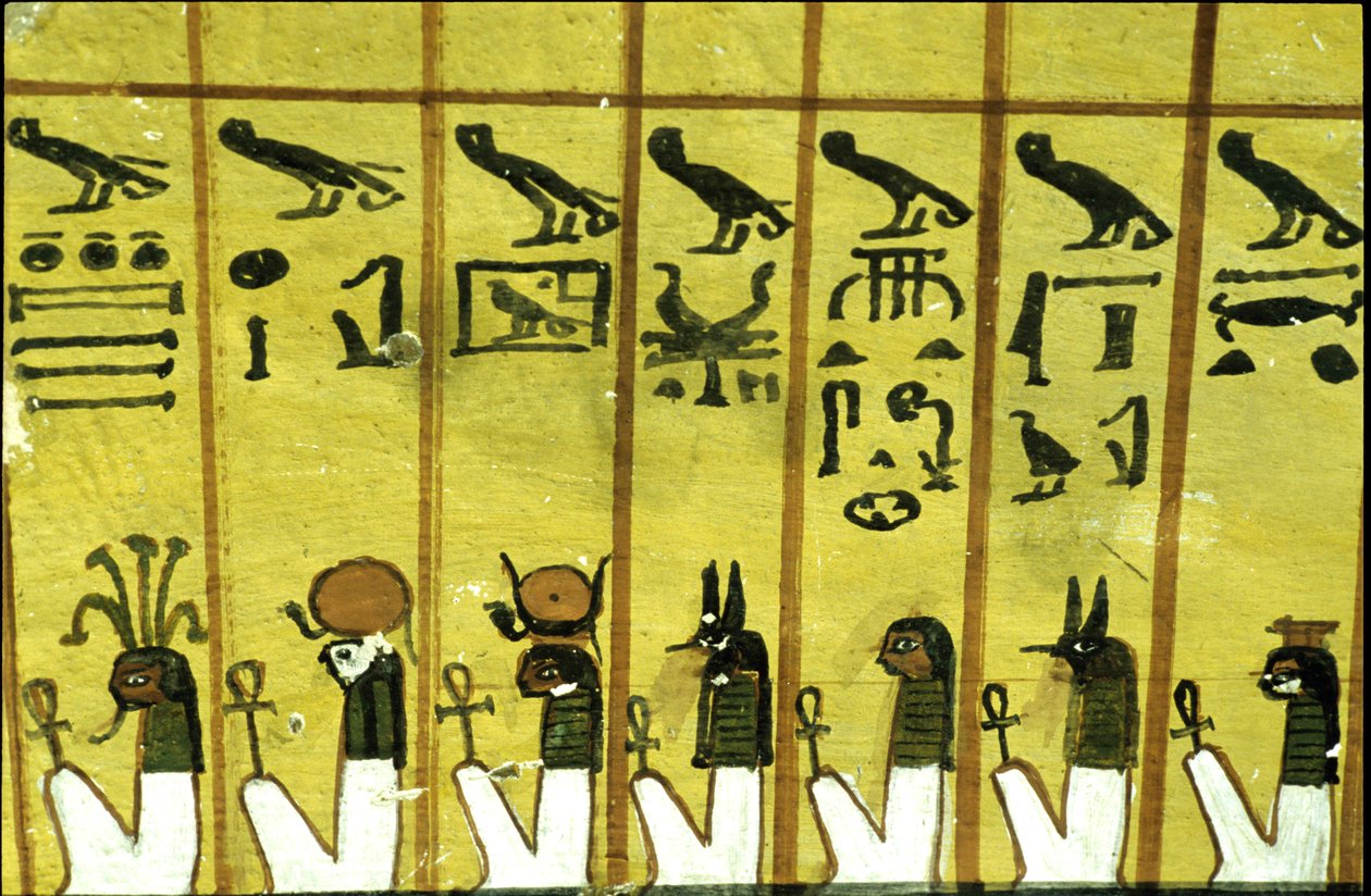 Starověký Egypt, Nástěnná malba Inherkhauova hrobka, Théby, Hrobka šlechticů, 20. dynastie, Sedm z dvanácti hodin noci (foto) od School Egyptian