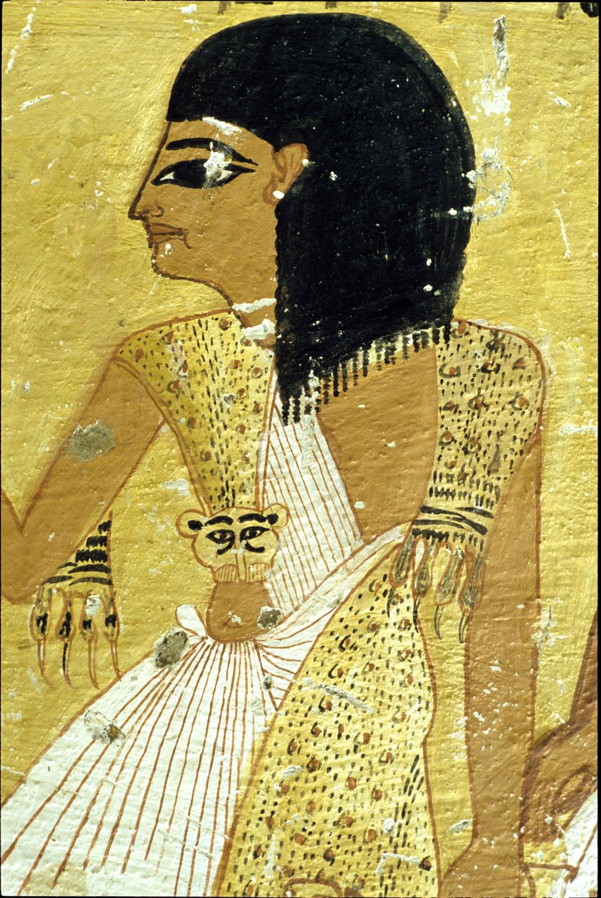 Starověký Egypt, Nástěnná malba Inherkhauova hrobka, Théby, Hrobka šlechticů, 20. dynastie, Inherkhau v leopardí kůži (foto) od School Egyptian