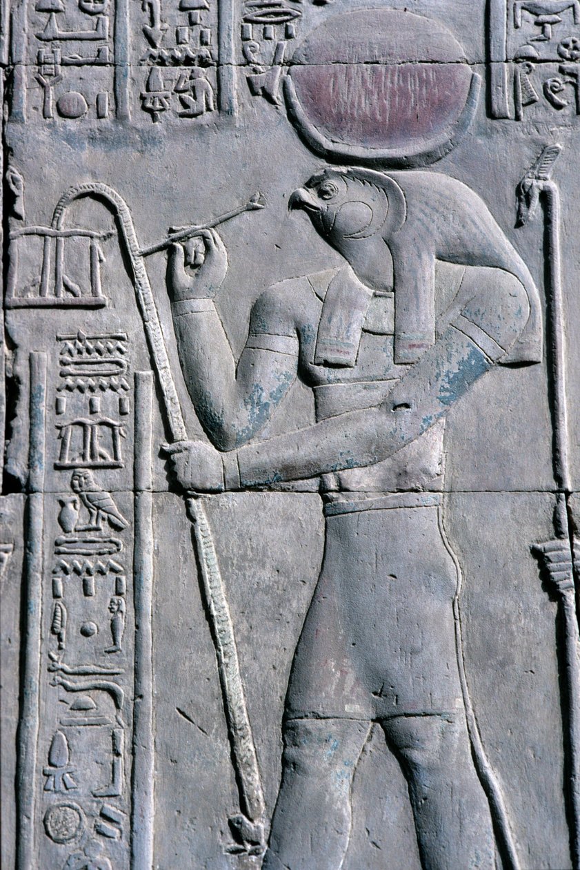 Starověký Egypt, Nástěnná malba/řezba, Horus píše na papyrový svitek, Chrám Sebeka a Hora, Kom Ombo (foto) od School Egyptian