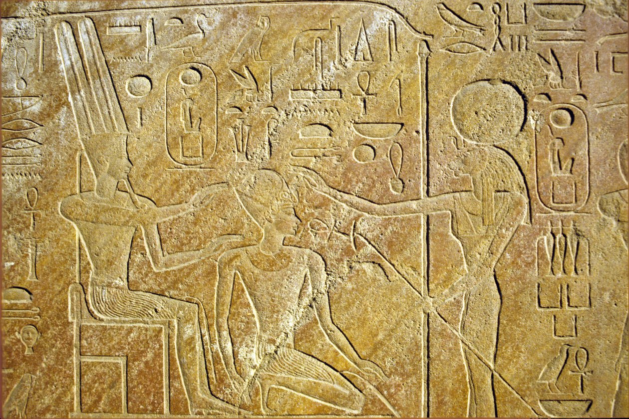 Starověký Egypt, Nástěnná malba/řezba, adresy Sachmet, Amon Ra a Hatšepsut, Chrám v Karnaku, Luxor od School Egyptian