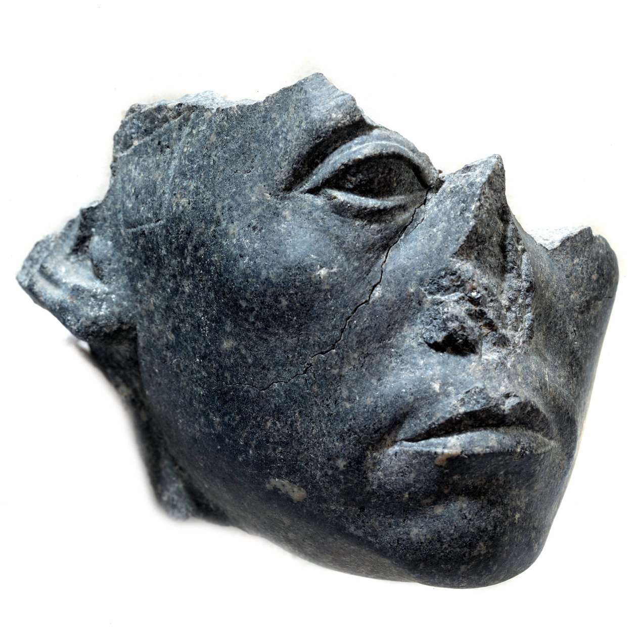 Umění starověkého Egypta: Hlava krále Sesostris III. Fragment sochy. Socha z černé žuly, cca 1900 př. n. l. (12. dynastie, cca 1963-1786). Paříž, Musee du Louvre od School Egyptian
