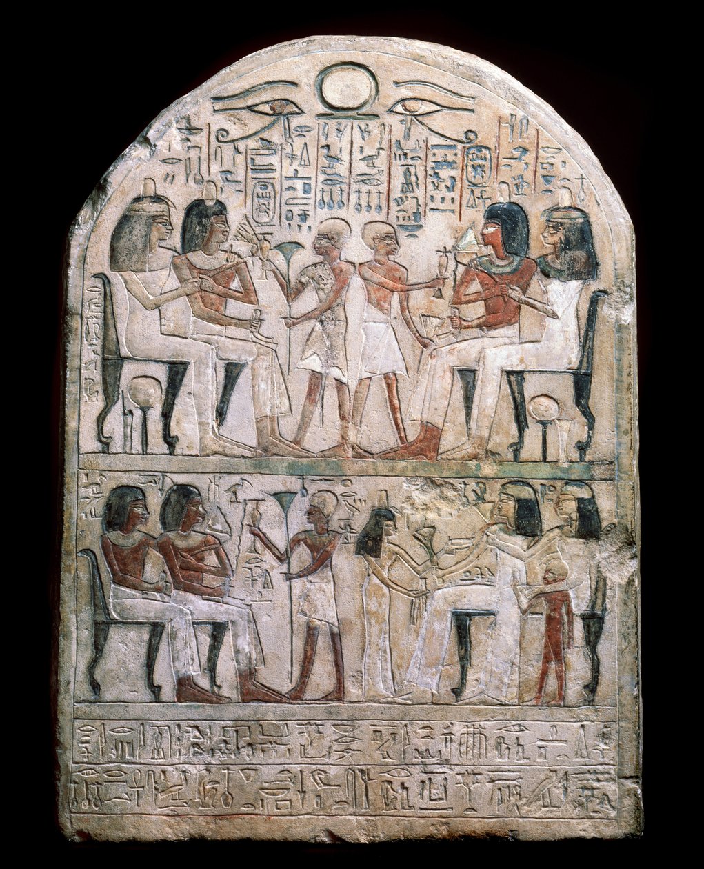 Egyptský starověk: stéla zdobená výjevem pocty faraonům. Helénistické (nebo Ptolemaiovské) období 156 př. n. l. Muzeum Ermitáže, Petrohrad od School Egyptian