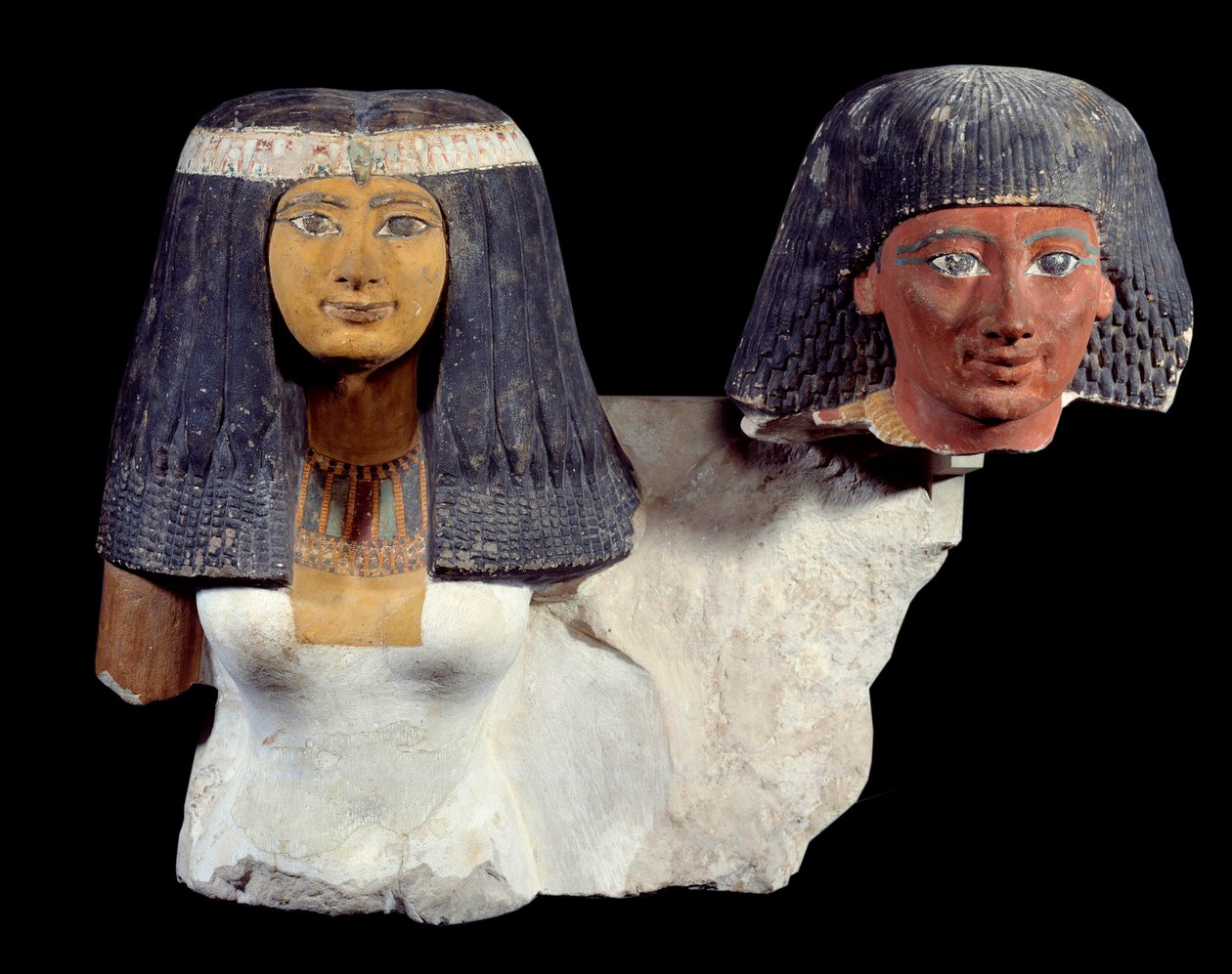 Umění starověkého Egypta: Senynefer a jeho manželka Hatšepsut (1410 př. n. l.). Socha 18. dynastie nové impérium. Paříž, Musee du Louvre. od School Egyptian