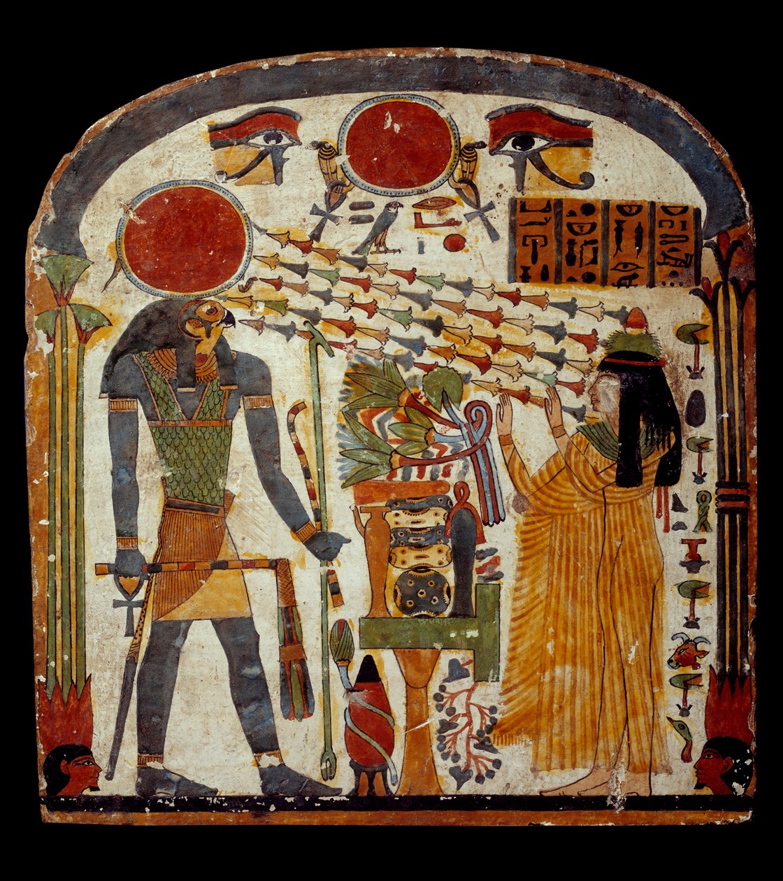 Umění starověkého Egypta: stele de taperet pozdní Taperet se modlí k Re-Horakhty (Re Horakhty, kolem 900 - 800 př. n. l.) Paříž, Musee Du Louvre od School Egyptian