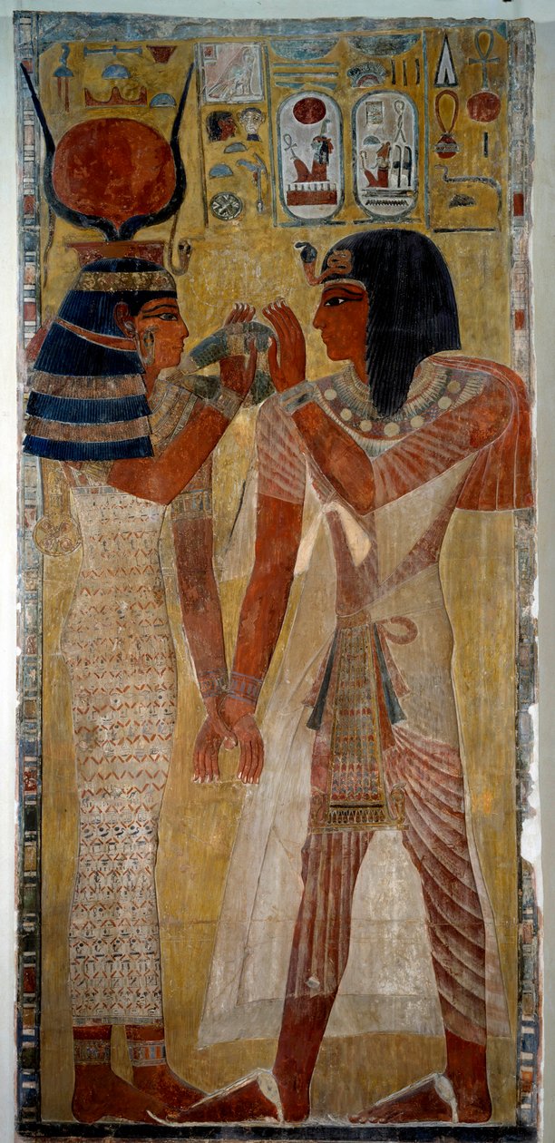 Umění starověkého Egypta: Král Sethi I a bohyně Hathor, pochází z hrobky Sethi I (údolí králů) od School Egyptian
