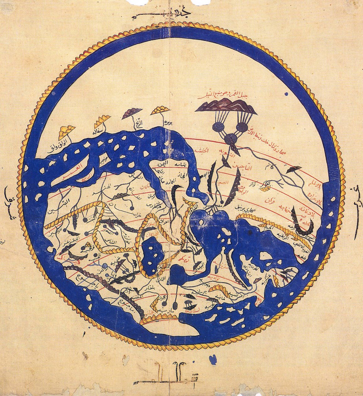 Kopie mapy světa od Muhammada al-Idrisiho, asi 1130 od School Egyptian