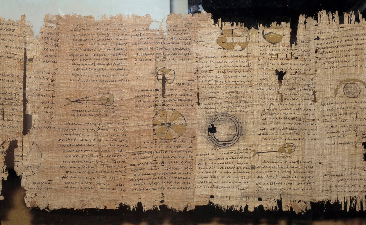Egyptský starověk: astronomický papyrus Eudox. Ptolemaiovské období (332-30 př. Kr.). Z Egypta. Paříž, muzeum Louvre od School Egyptian