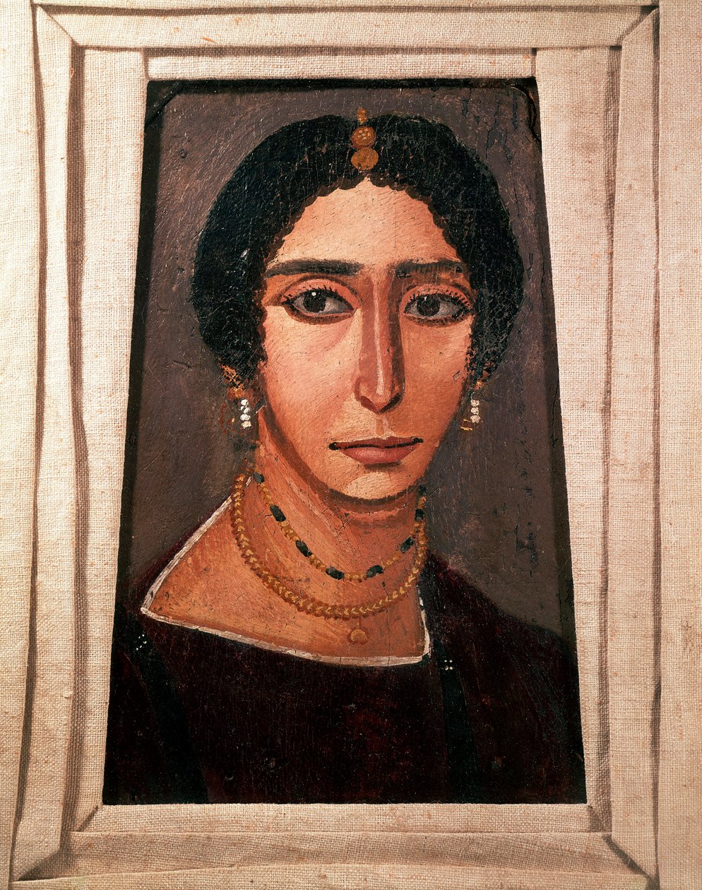 Egyptský starověk: pohřební portrét ženy. Malování na dřevo. 2. nebo 3. století. Z Fayum (Fayum) v Egyptě. Paříž. muzeum Louvre od School Egyptian