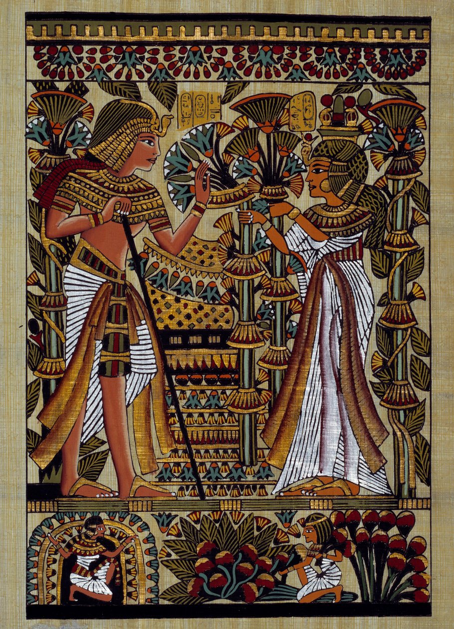 Egyptské starožitnosti: oběť faraonovi. Papyrus, Nová Říše od School Egyptian