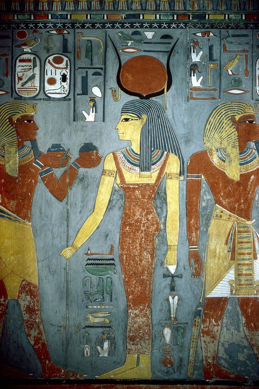 Luxor, Théby: (-1343 - -1314), egyptský faraon, na kterém je zobrazena bohyně Isis. od School Egyptian