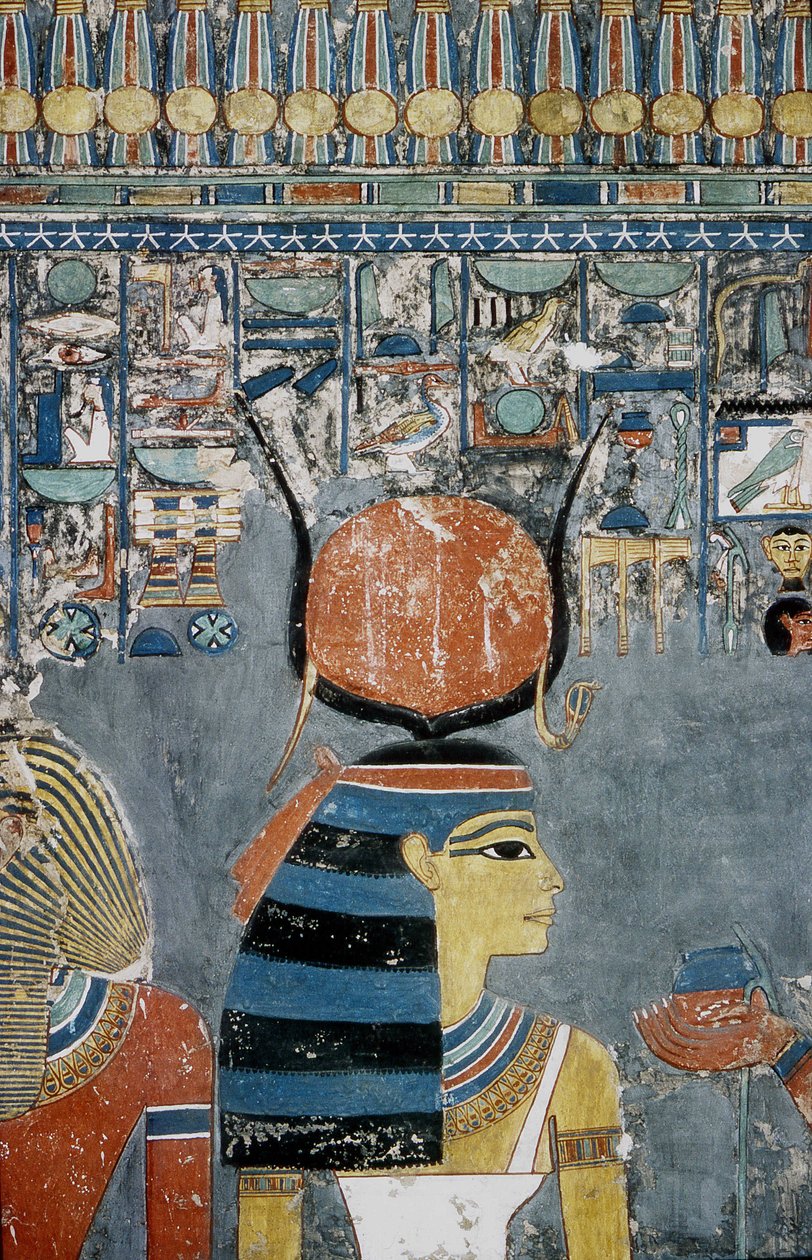 Luxor, Théby: (-1343 - -1314), egyptský faraon, na kterém je zobrazena bohyně Isis. od School Egyptian