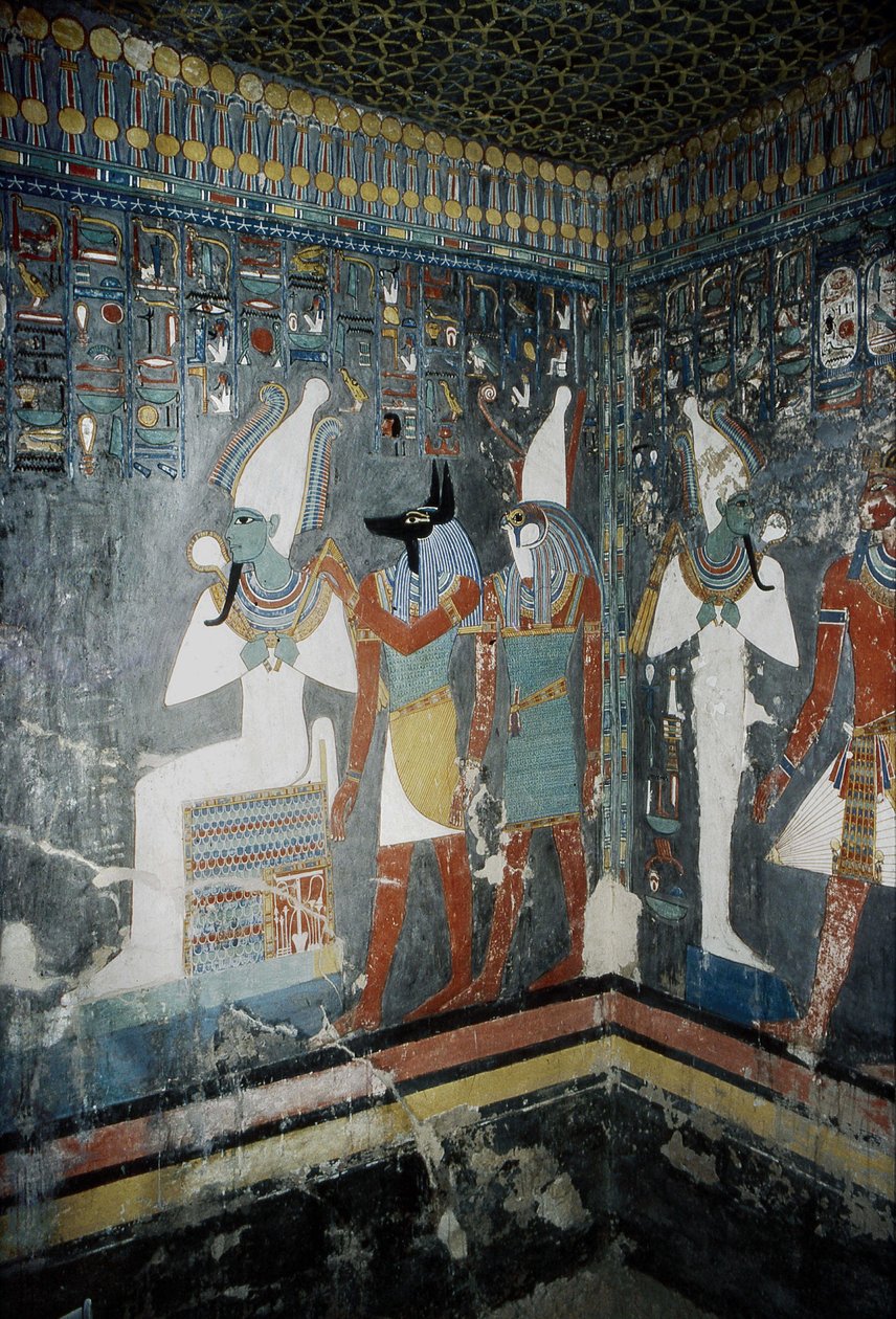 Luxor, Théby: (-1343 - -1314), egyptský faraon, na kterém je zobrazena bohyně Isis. od School Egyptian