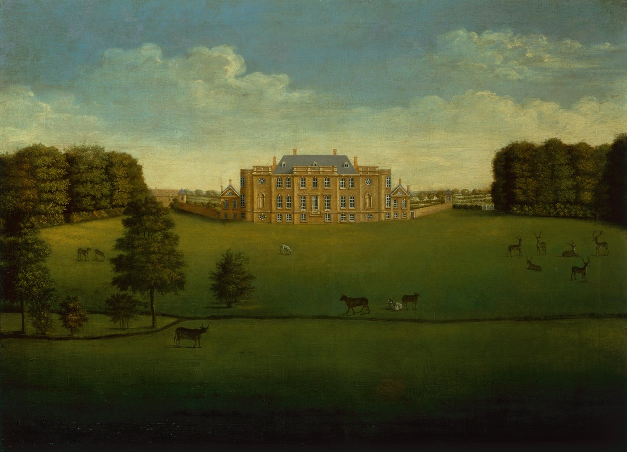 Vyhlídka na Gautby Hall, Lincolnshire z Across the Lake od School English