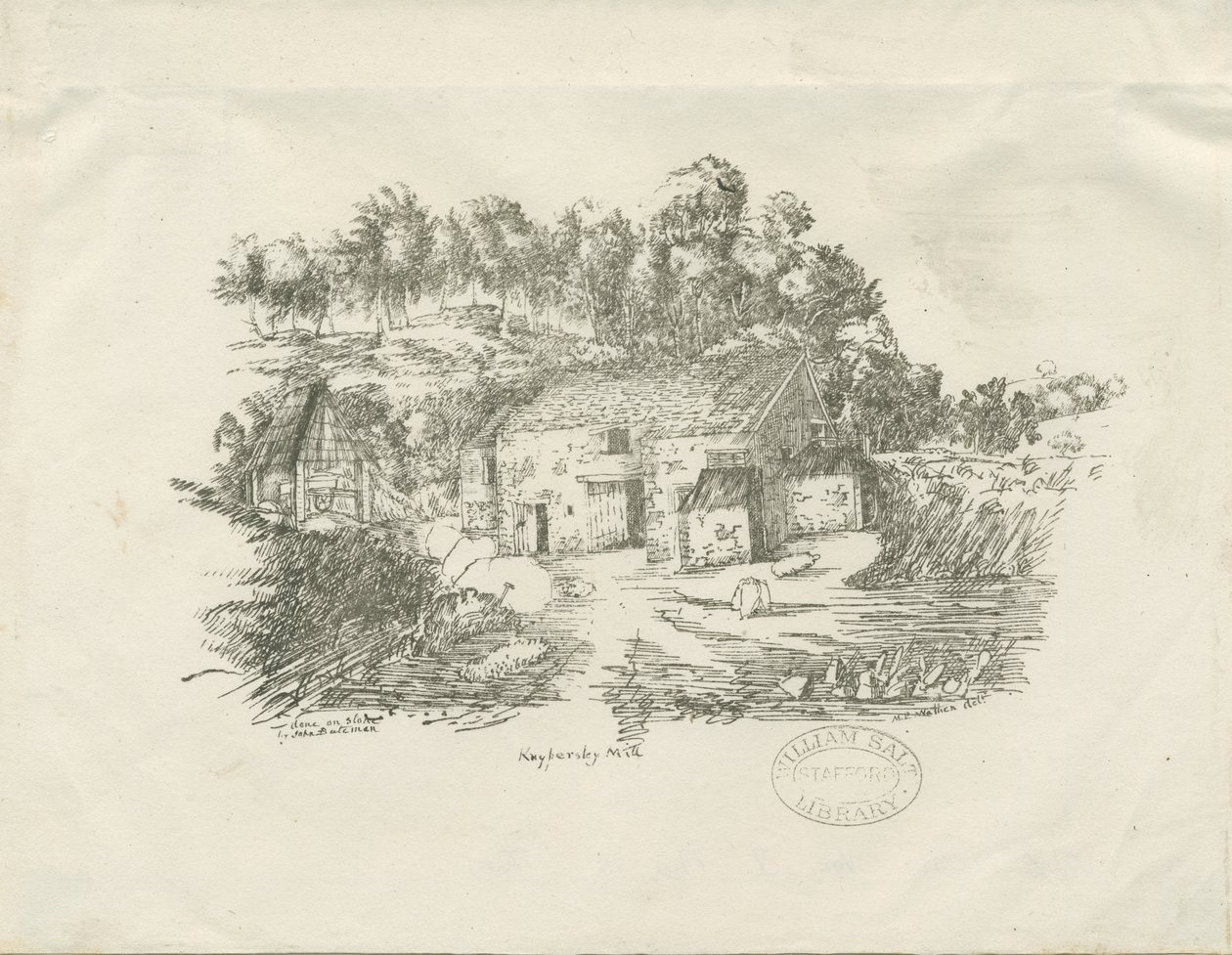 Biddulph - Knypersley Mill: litografie (vinětace), [c 1826] (tisk) od School English