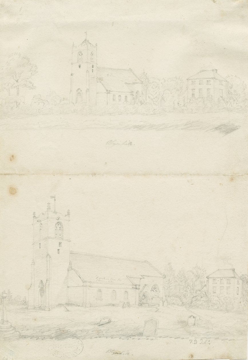 Blymhill Church: kresby tužkou, nd [1797] (kresba) od School English