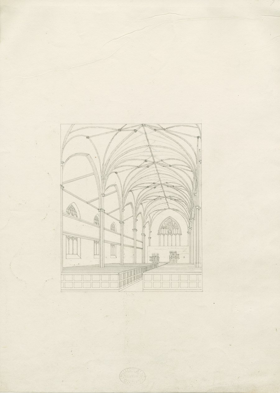 Burton-upon-Trent - Kostel Nejsvětější Trojice: kresba, nd [20. léta 19. století] (kresba) od School English