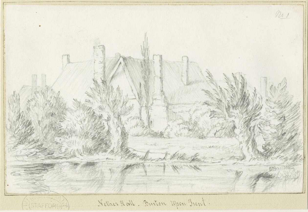 Burton-upon-Trent - Nether Hall: kresba tužkou, nd [?19. století] (kresba) od School English