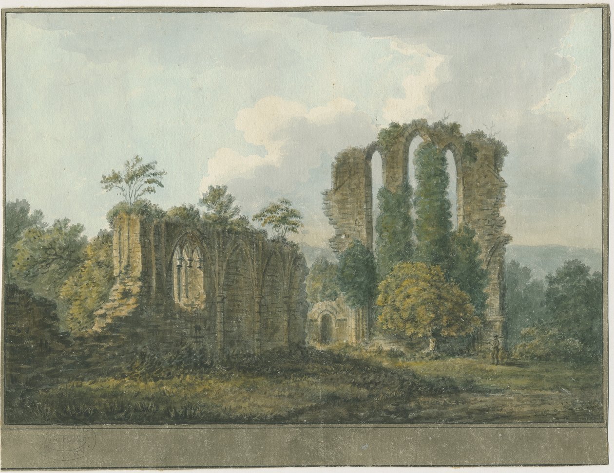 Croxden Abbey: malba vodovými barvami, nd [1805] (malba) od School English