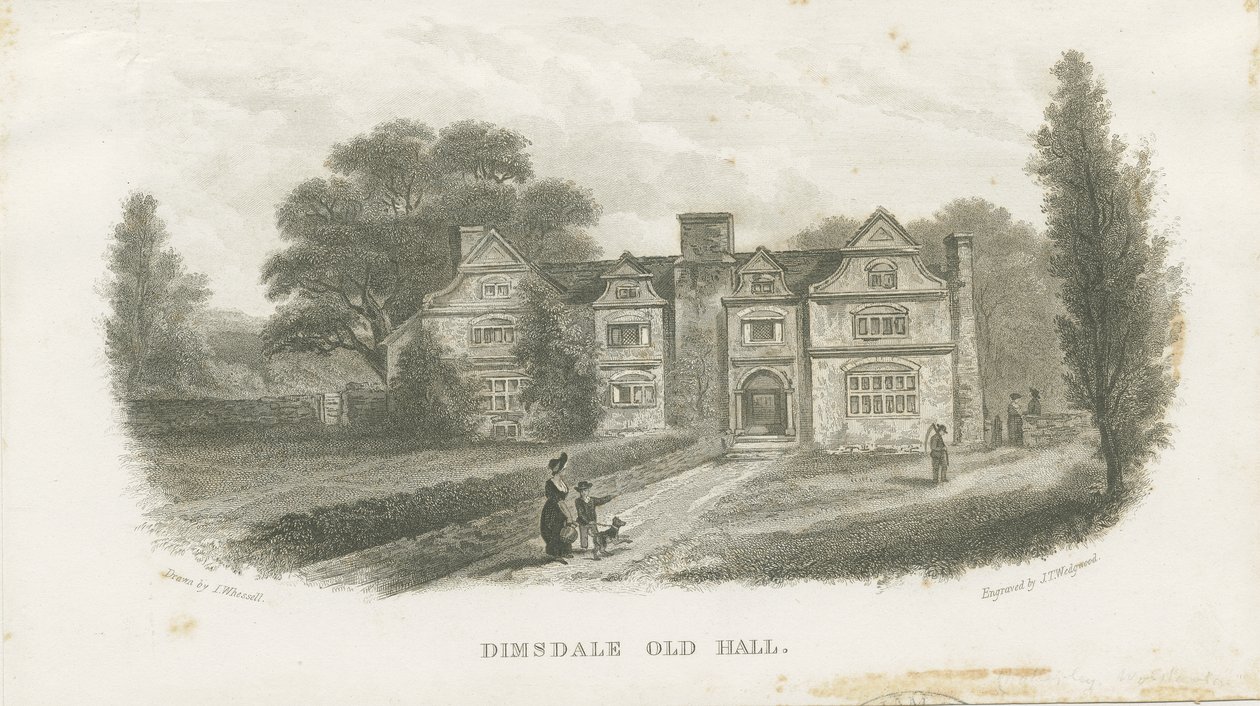 Dimsdale Old Hall: rytina (viněta a [?19. století] (tisk) od School English