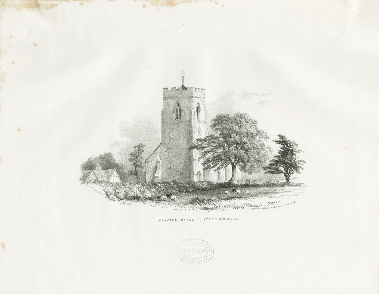Drayton Bassett Church: litografie (vinětace), nd [c 1825-30] (tisk) od School English
