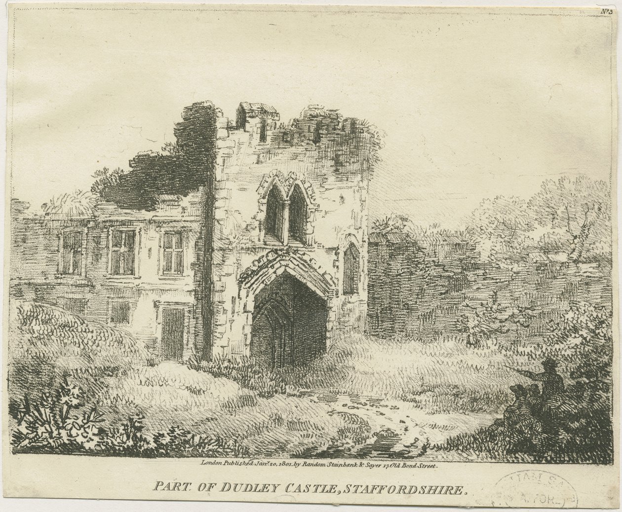 Dudley Castle - The Gatehouse: litografie, nd [c 1801] (tisk) od School English