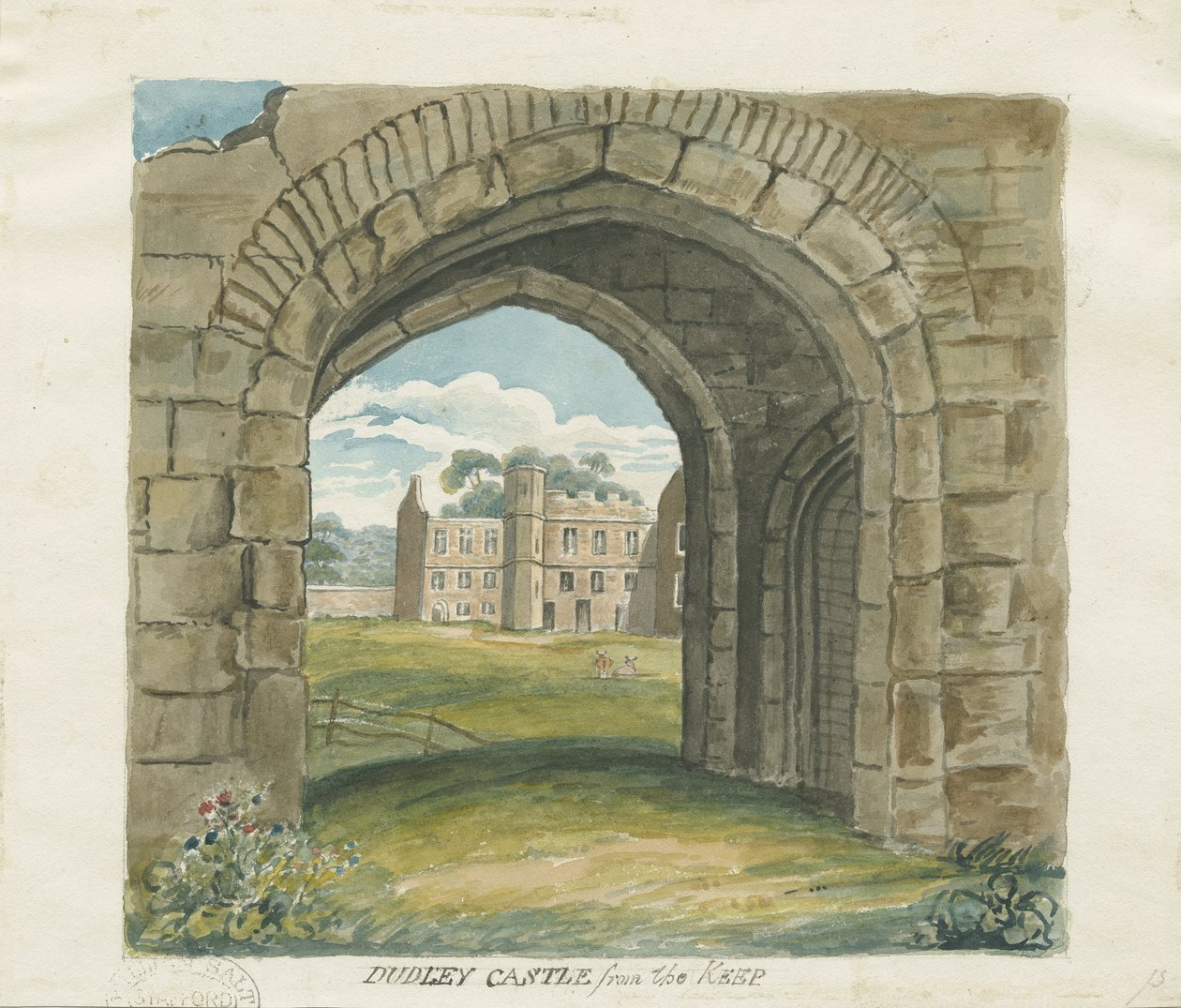 Dudley Castle - The Keep: akvarelová kresba, nd [?19. století] (malba) od School English